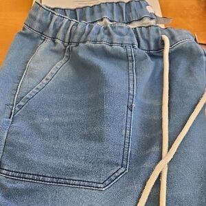Forever 21 Light Blue Denim Jogger Shorts with Drawstring